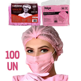 Touca Rosa Tam. Único hospitais, clínicas, consultórios e médicos, Descartável TNT Sanfonada C/100 em Oferta na Shopee