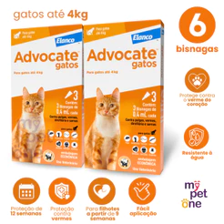 Kit 2 Antipulgas Advocate Elanco 0,4 mL para Gatos até 4 Kg - 3 Bisnagas