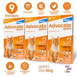 Kit 3 Advocate Elanco 0,4 mL para Gatos até 4 Kg - 3 Bisnagas
