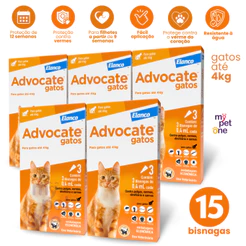 Kit 5 Advocate Elanco 0,4 mL para Gatos até 4 Kg - 3 Bisnagas