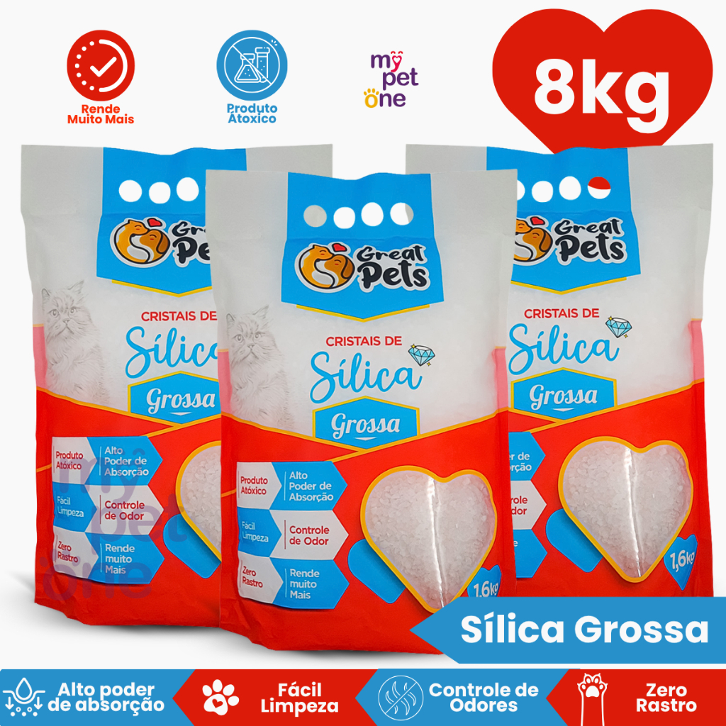 Kit 3 Areia Sílica Grossa Great Pets para Gatos - 1,6 Kg em Oferta na Shopee
