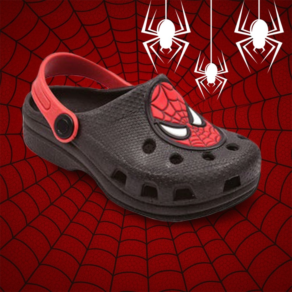 Sandália Infantil Babuche para Menino Super Herois Homem Aranha Leve Macio