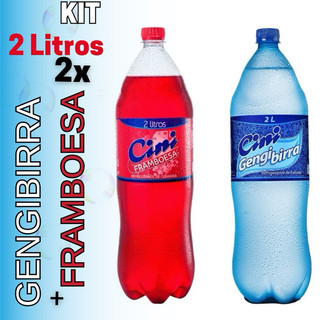 Kit Refrigerante Gengibirra Gengibre + Gasosa Framboesa 2 Litros CINI Refri