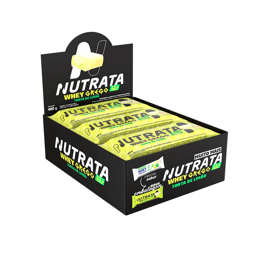 Whey Grego Bar 12Un 40g Sabor Torta De Limão - Nutrata