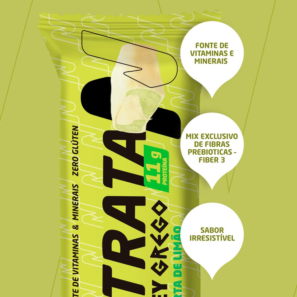 Detalhes do Whey Grego Bar 12Un 40g Sabor Torta De Limão - Nutrata
