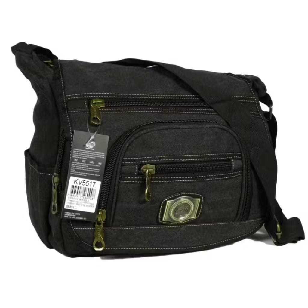 Bolsa Carteiro Transversal Masculina de Lona Reforçada #KV5517