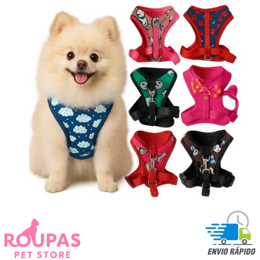 Coleira Peitoral Cachorro E Gato, Conjunto De Guia + Coleira Tipo Colete Para Pet Pequenos E Médios