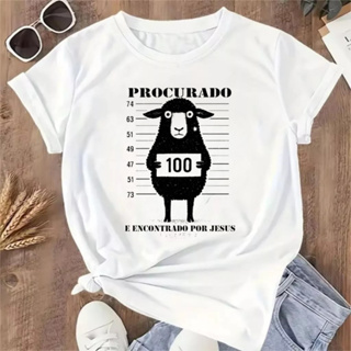 Camiseta Feminina Estampa Cristã Malha Fria Com Gola Redonda Blusinha Gospel Ovelha Perdida em Oferta na Shopee