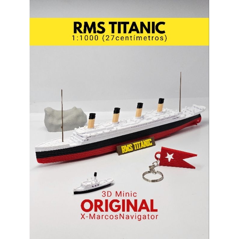 Navio Titanic 1:1000 – Kit com Iceberg, Chaveiro da White Star Line e Base em Oferta na Shopee