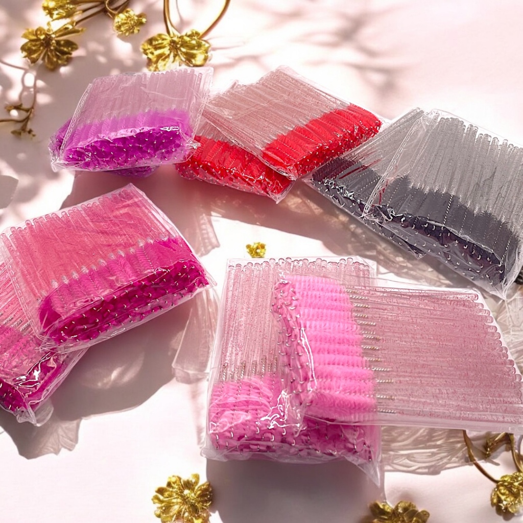 Kit 400 Escovinhas De Cílios Sobrancelha Glitter Extensão e Alongamento Descartável