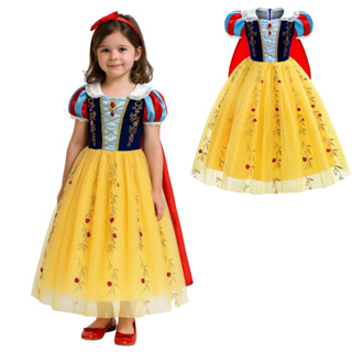 Vestido Princesa Branca de Neve Alta Qualidade Premium Com Capa Luxuoso Menina Festa Fantasia em Oferta na Shopee