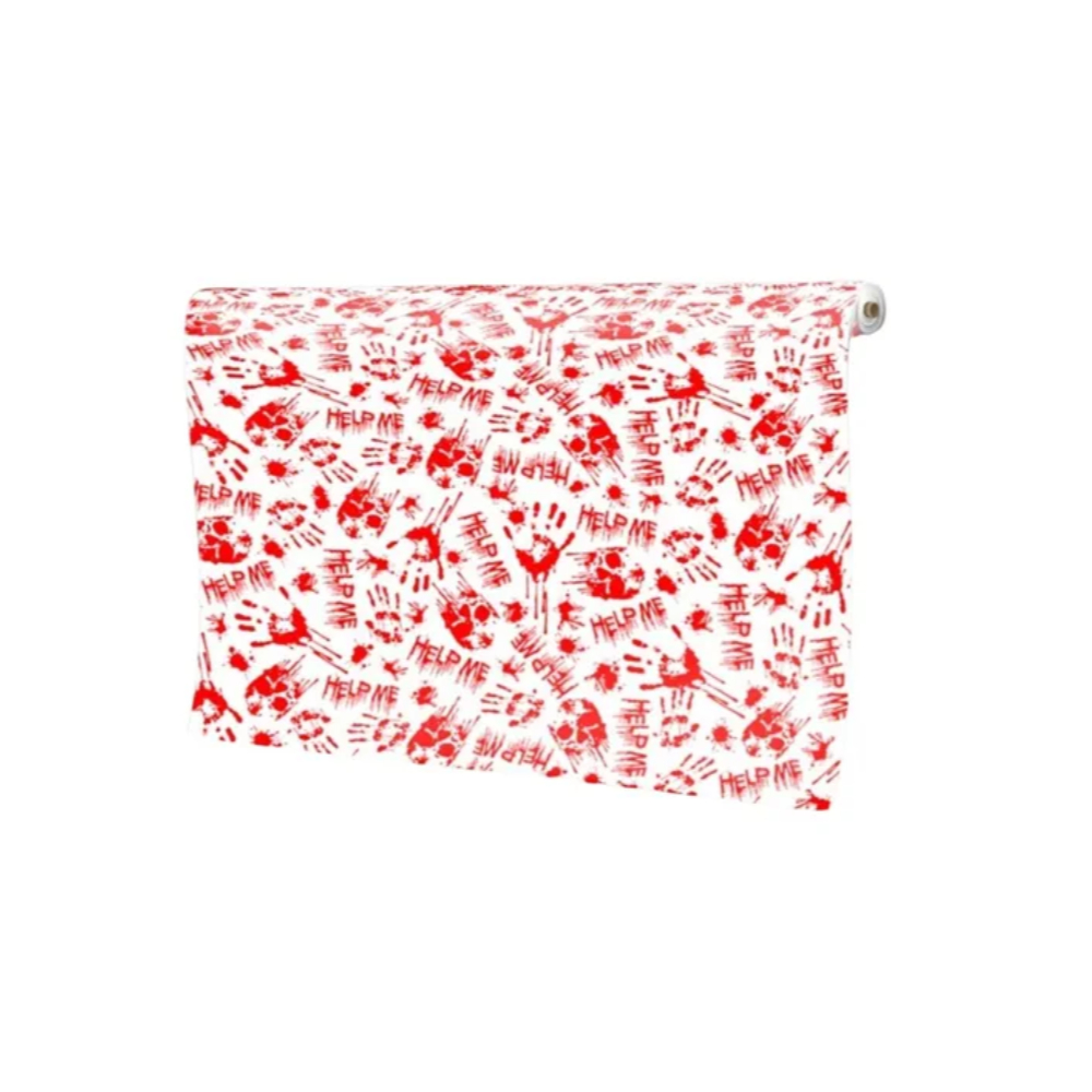 1 Metro Tecido Tnt Branco C/Vermelho Sangue Halloween 1,40 Largura