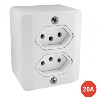 TOMADA DUPLA SOBREPOR 20A em Oferta na Shopee