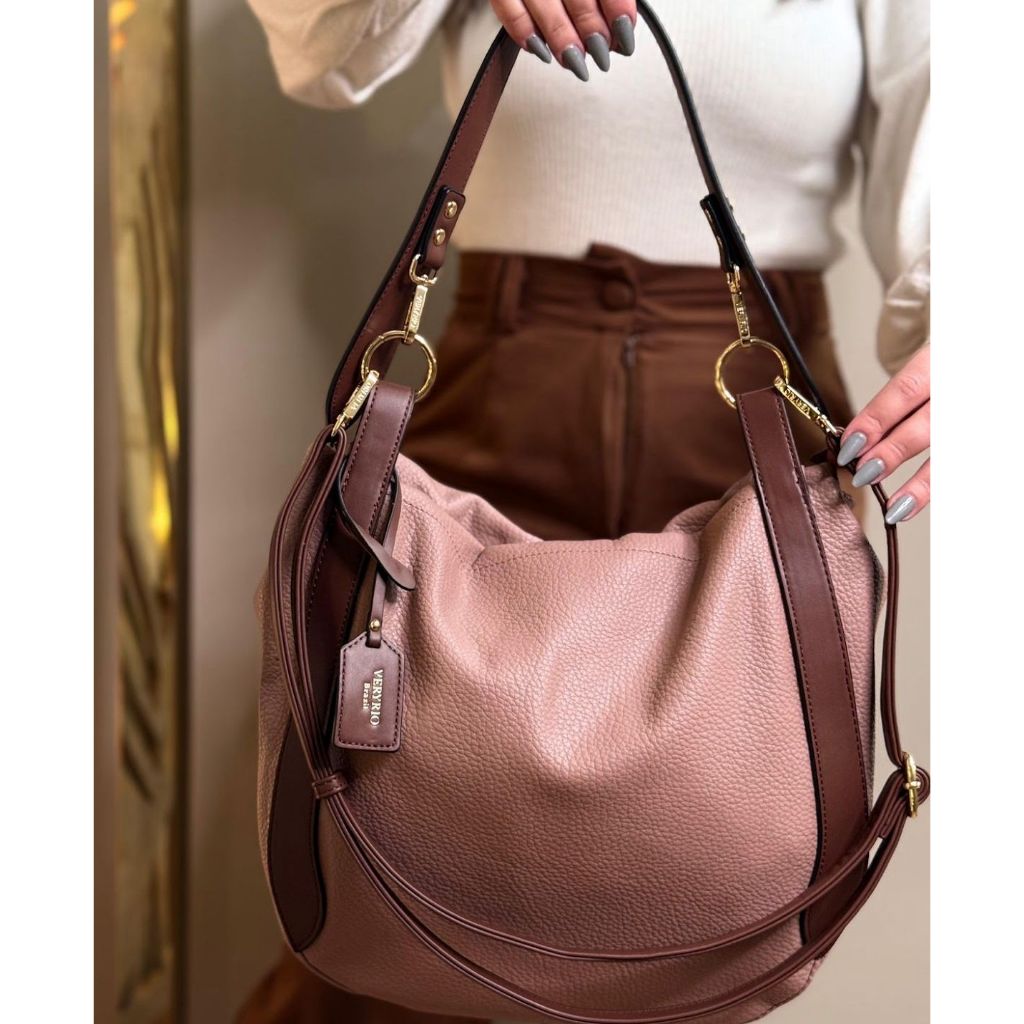 Bolsa Feminina Veryrio Saco Couro de Luxo Espaçosa Reforçada Dia Dia Casual