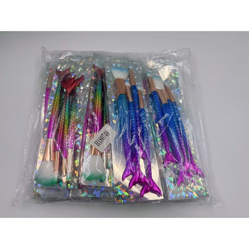 ATACADO meio dz/1 duzia de KIT 4 Pincéis Sereia de Maquiagem Para Sobra Blush Contorno Pó Sombra em Oferta na Shopee