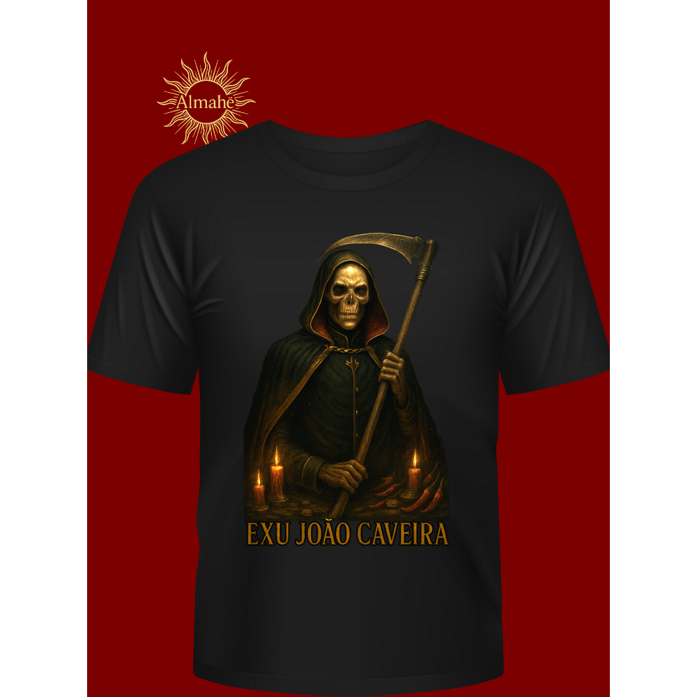 Camiseta Exu João Caveira - candomblé/umbanda/quimbanda -  unissex 100% algodão