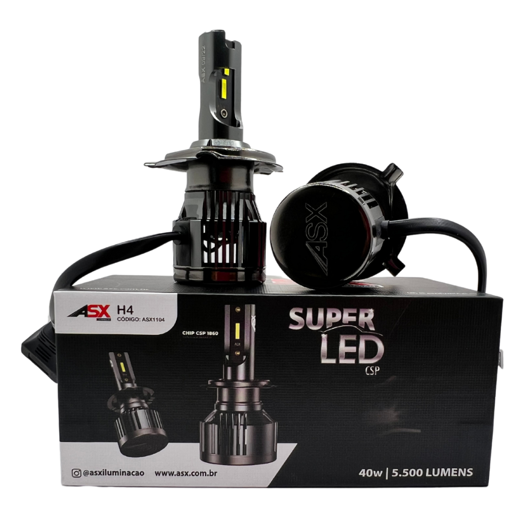 Ultra Led Asx H4 Csp 5500 Lumens 6000 Kelvin 40w Headlig Super Led H4 em Oferta na Shopee