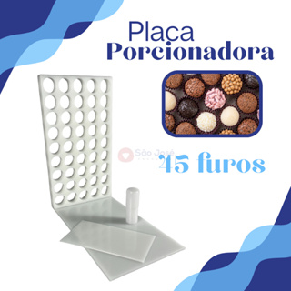Placa Porcionadora De Doces Brigadeiro Beijinho 45 furos com bastão e espátula em Oferta na Shopee
