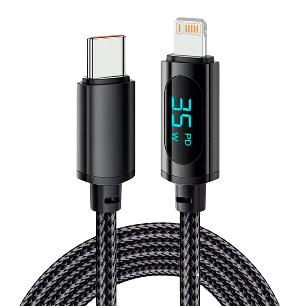 Cabo Tipo C Lightning 35W para iPhone USB-C 1 Metro Eletromex em Oferta na Shopee