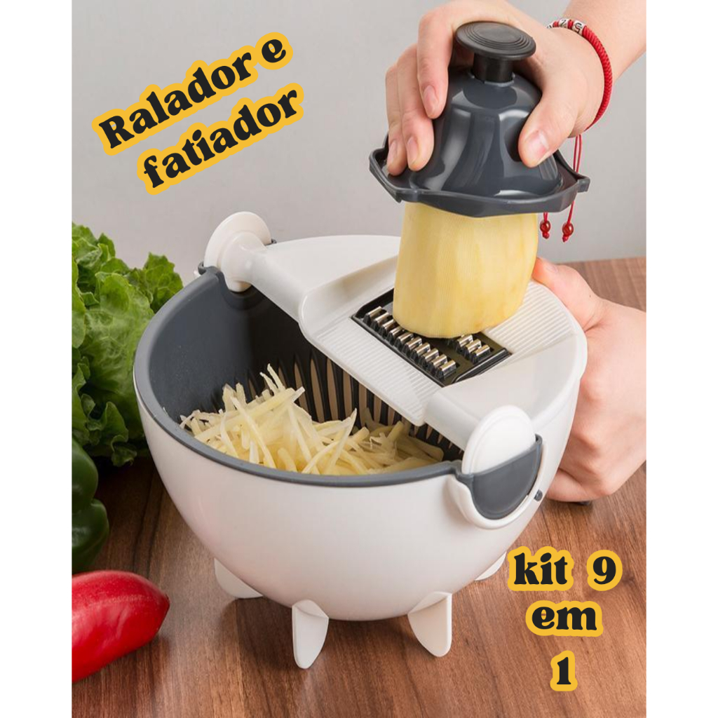 Ralador Escorredor Multifunções Cortador De Vegetais De Cozinha 9 Em 1 Processador de Alimentos em Oferta na Shopee