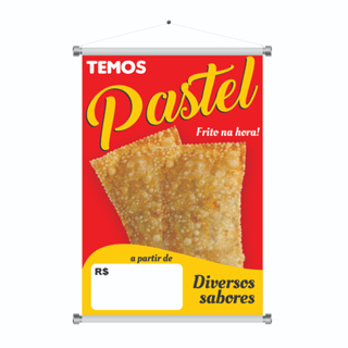 Banner Pastel - Banner para Pendurar com bastão e Cordinha Prova d' Água para Pastelaria MOD 3 em Oferta na Shopee