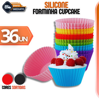 Kit 36 Unidades Forminhas Forma Silicone Cupcake Pudim Empada Não Gruda Reutilizável Premium Qualidade Garantida