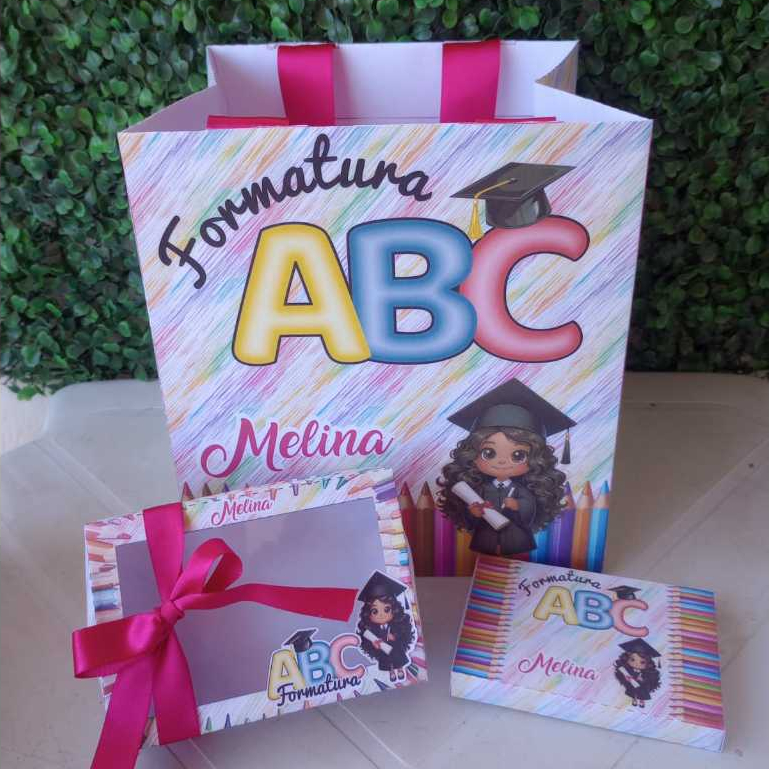 Kit Formatura ABC Personalizada Menina - Menino l Sacolinha XG| Lembrancinhas | Festa infantil | Aniversário