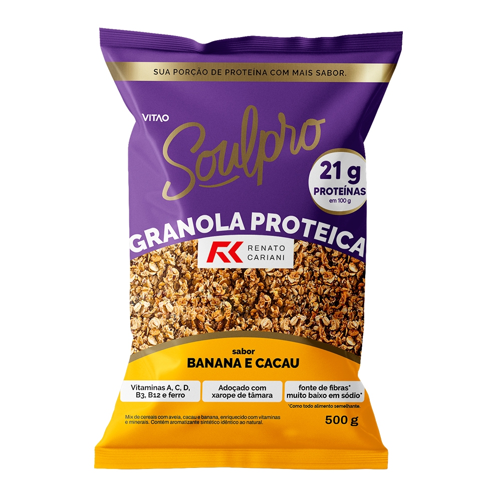 Granola Proteica Cacau e Banana Soulpro 500 g - Fonte De Fibras