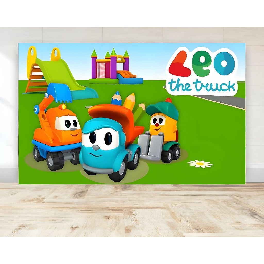 Painel de Festa Retangular Personalizado em Lona Fosca - Leo o Caminhão em Oferta na Shopee