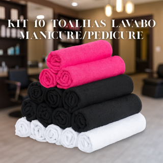 Kit 10 Toalhas Lavabo Manicure - 100% algodão em Oferta na Shopee