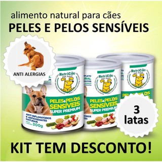 Kit Alergia Ração Úmida Delícia NutriCão Pet Cães Peles Pelos Sensíveis Alimento Natural Coceira