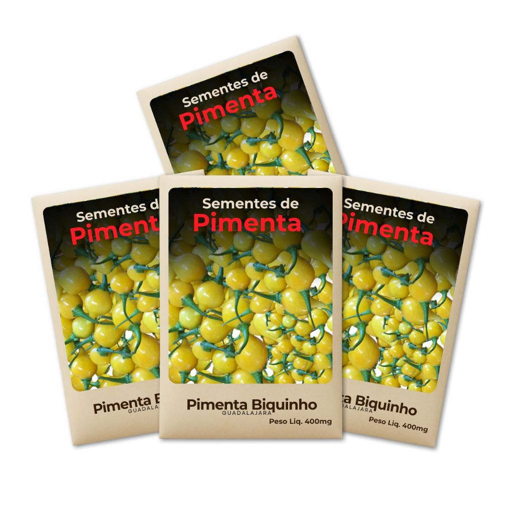 Pimenta Biquinho Amarela Semente 100% pura ideal para horta urbana - Kit 4 Pct
