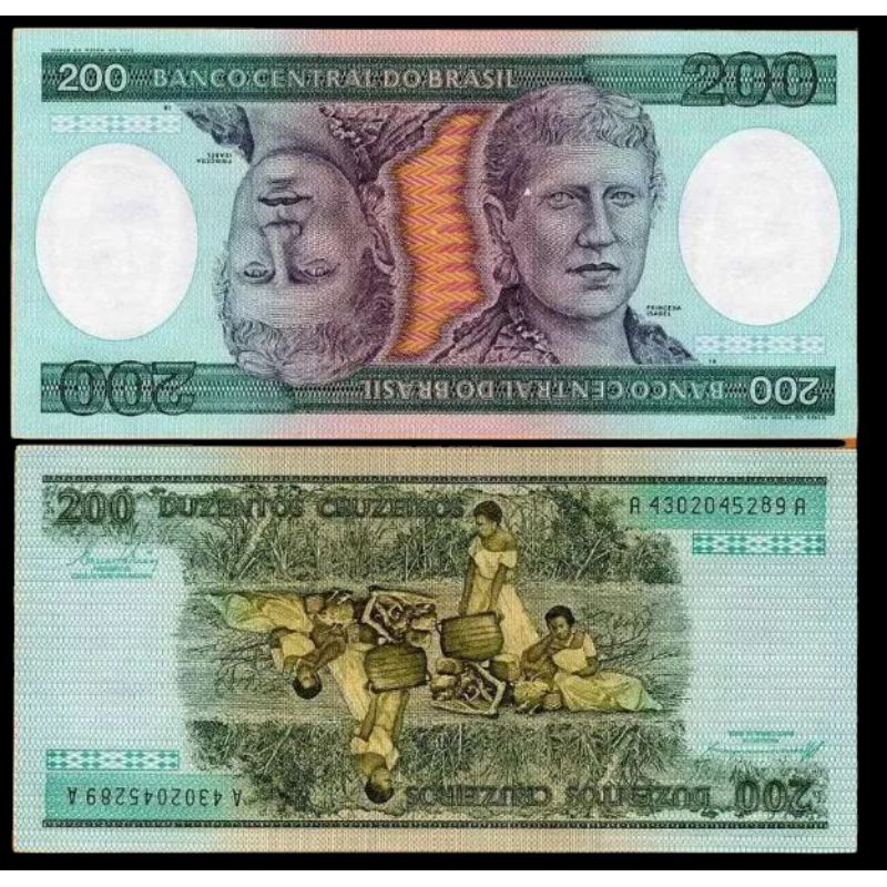 L.: C159 - Cédula antiga Brasil 200 cruzeiros 1984.