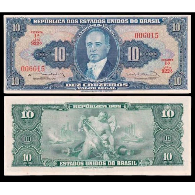 L.: C020 - Cédula antiga Brasil 10 Cruzeiros 1963.