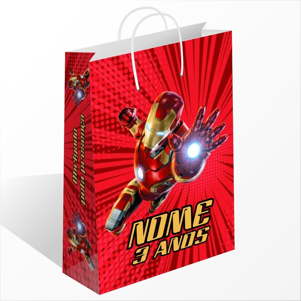 Sacolinha Homem de Ferro Personalizada com Nome Sacolinha Pernalizada Festa Infantil em Oferta na Shopee