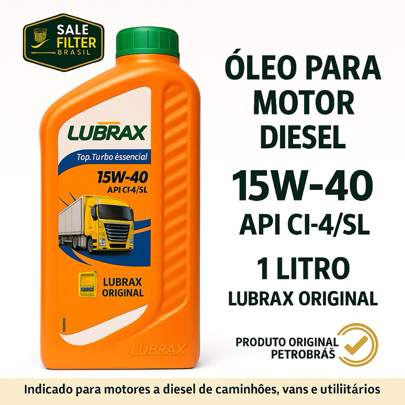 Óleo Lubrax 15W40 Diesel 1L Top Turbo Essencial API CI-4/SL Original Petrobras