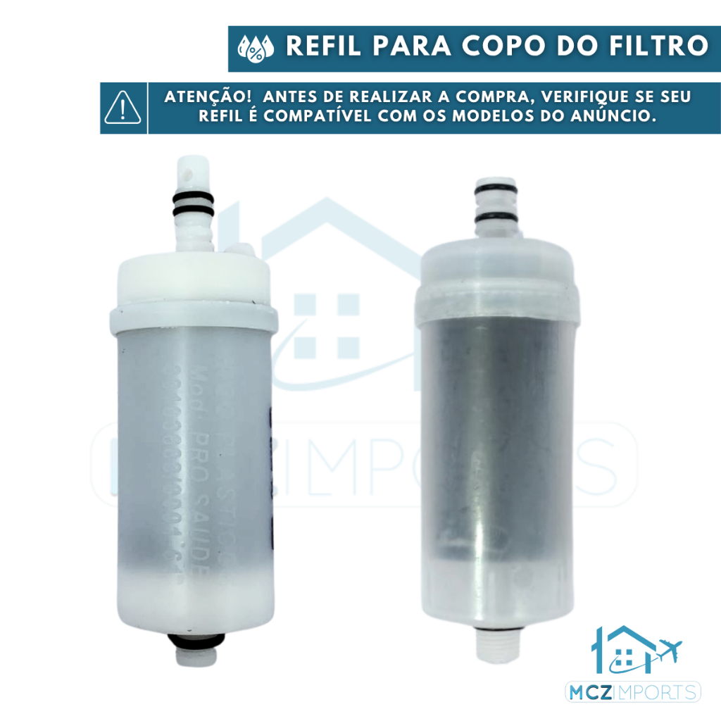Refil Vela Carvão Ativado Pró-saúde de Torneira Filtro para copo Quadrado preto ou cromado