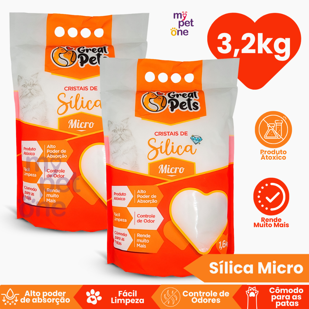 Kit 2 Areia Sílica Fina Great Pets para Gatos - 1,6 Kg em Oferta na Shopee