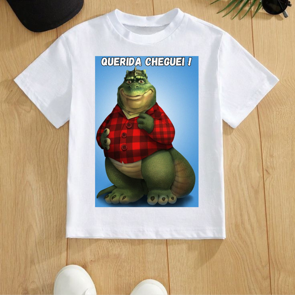 CAMISETA CAMISA BLUSA TSHIRT ESTAMPADA  FAMILIA DINOSSAURO DESENHO ANTIGO CONFORTAVEL NOSTALGIA