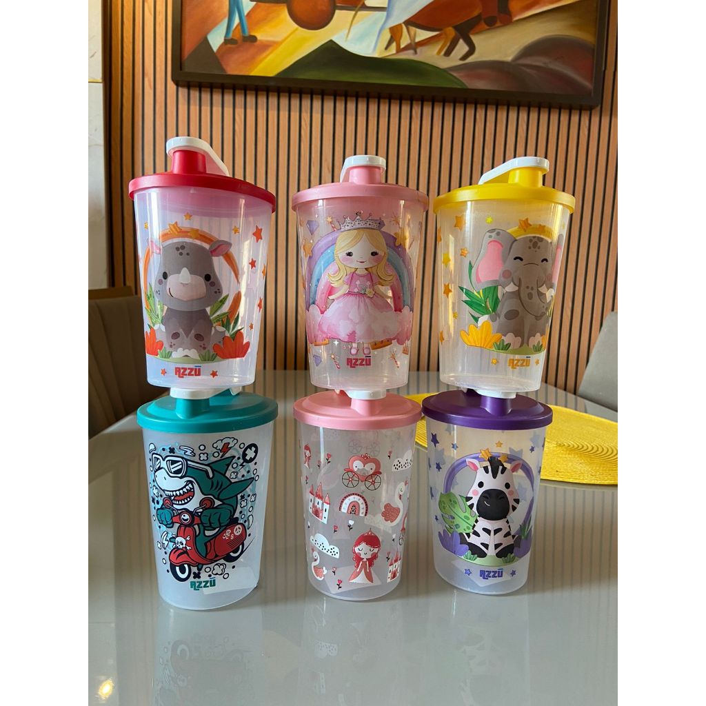 Conjunto 2 Copos  Infantil Linha Baby Estampas Divertidas 450ml Atóxico Cores Sortida Azzu em Oferta na Shopee