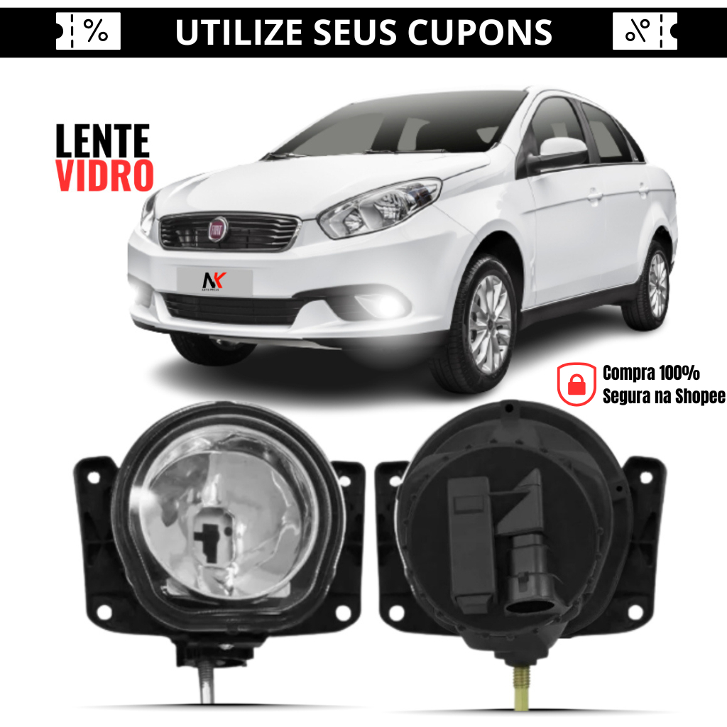 Farol Milha Fiat Grand Siena 2012 2013 2014 2015 2016 2017 2018 Lentes 1ª Linha Novo