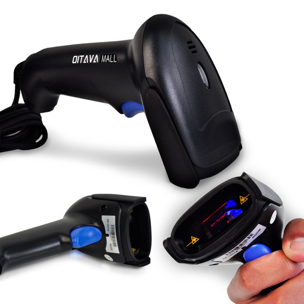 Leitor de Código de Barras com Fio USB Barcode Scanner Laser 100 Leituras Leve Rápido Windows Linux em Oferta na Shopee