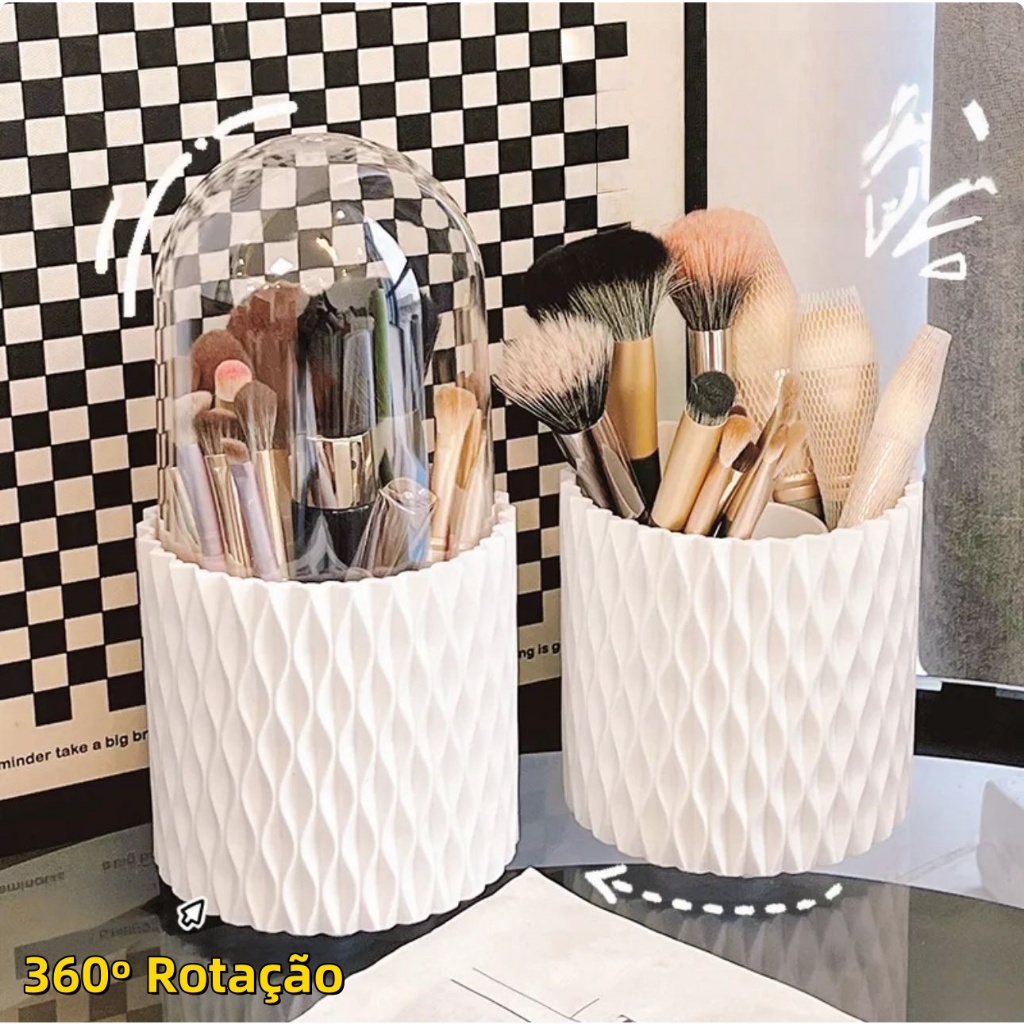 Porta Pinceis Organizador Giratório de 360° para pincéis de maquiagem