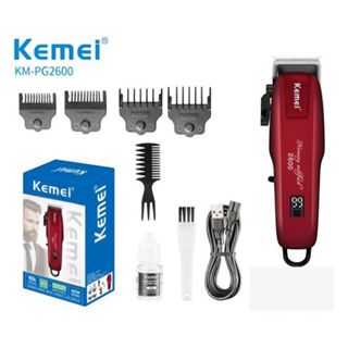 Máquina de cortar cabelo profissional sem fio recarregável original Kemei PG-2600 com visor LCD - Bivolt em Oferta na Shopee