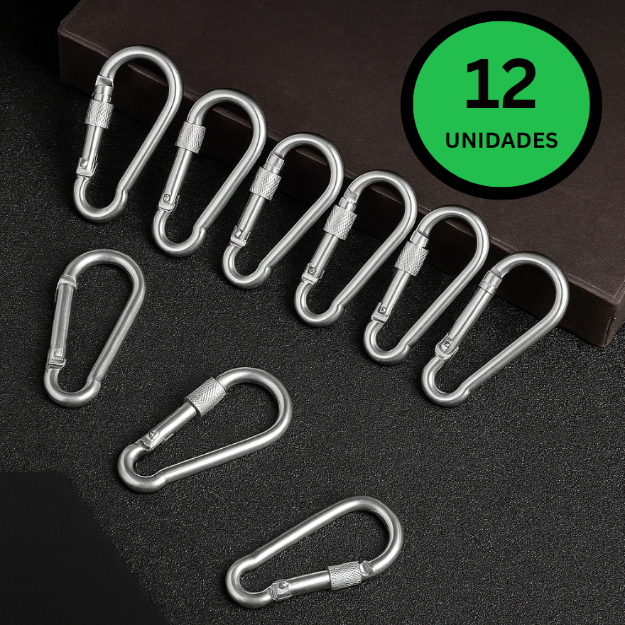 Kit 12 Mosquetão Com Trava Roscada