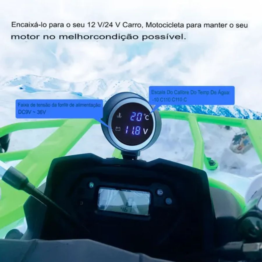 Marcador Temperatura Voltímetro Digital + Marcador Temperatura Água Automotivo