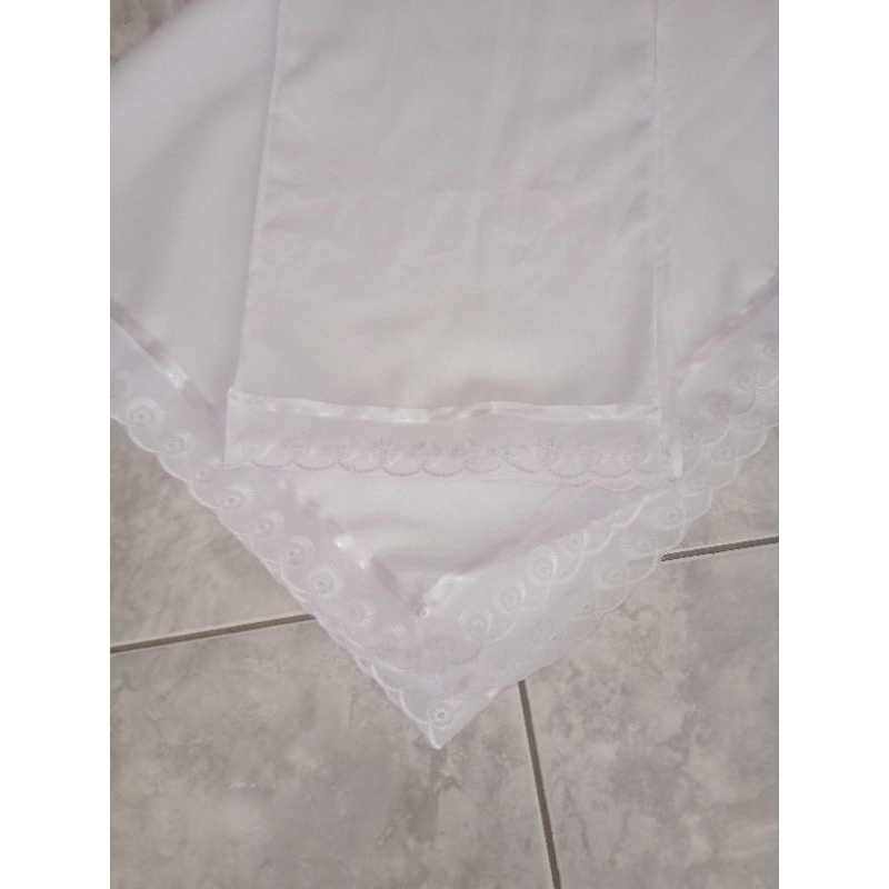 conjunto 2 peças umbanda e candomblé bordado inglês branco pano da costa e pano de cabeça fita branca