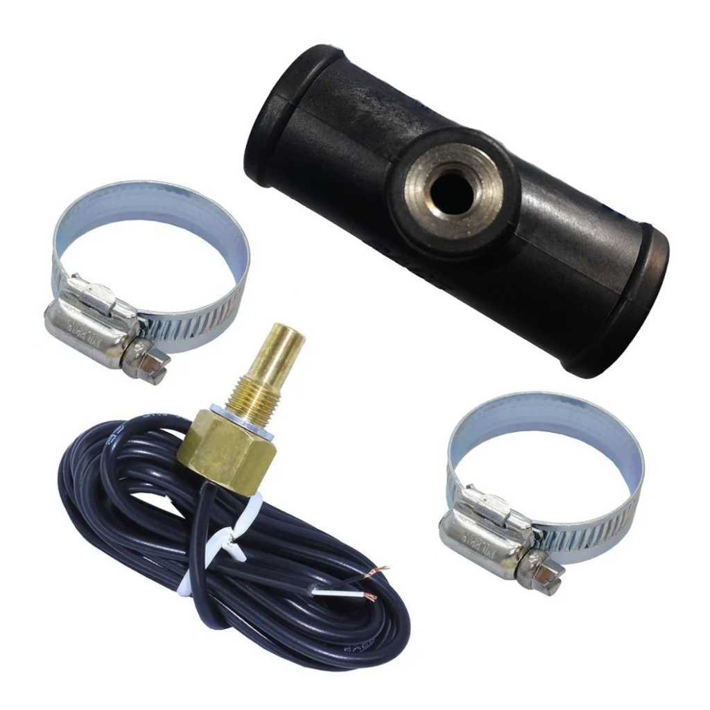 SENSOR DE TEMP ÁGUA OU ÓLEO 12V C/ CABO + KIT ADAPTADOR SENSOR TEMP C/ TUBETE 34,9MM ;ST01 ;KA01