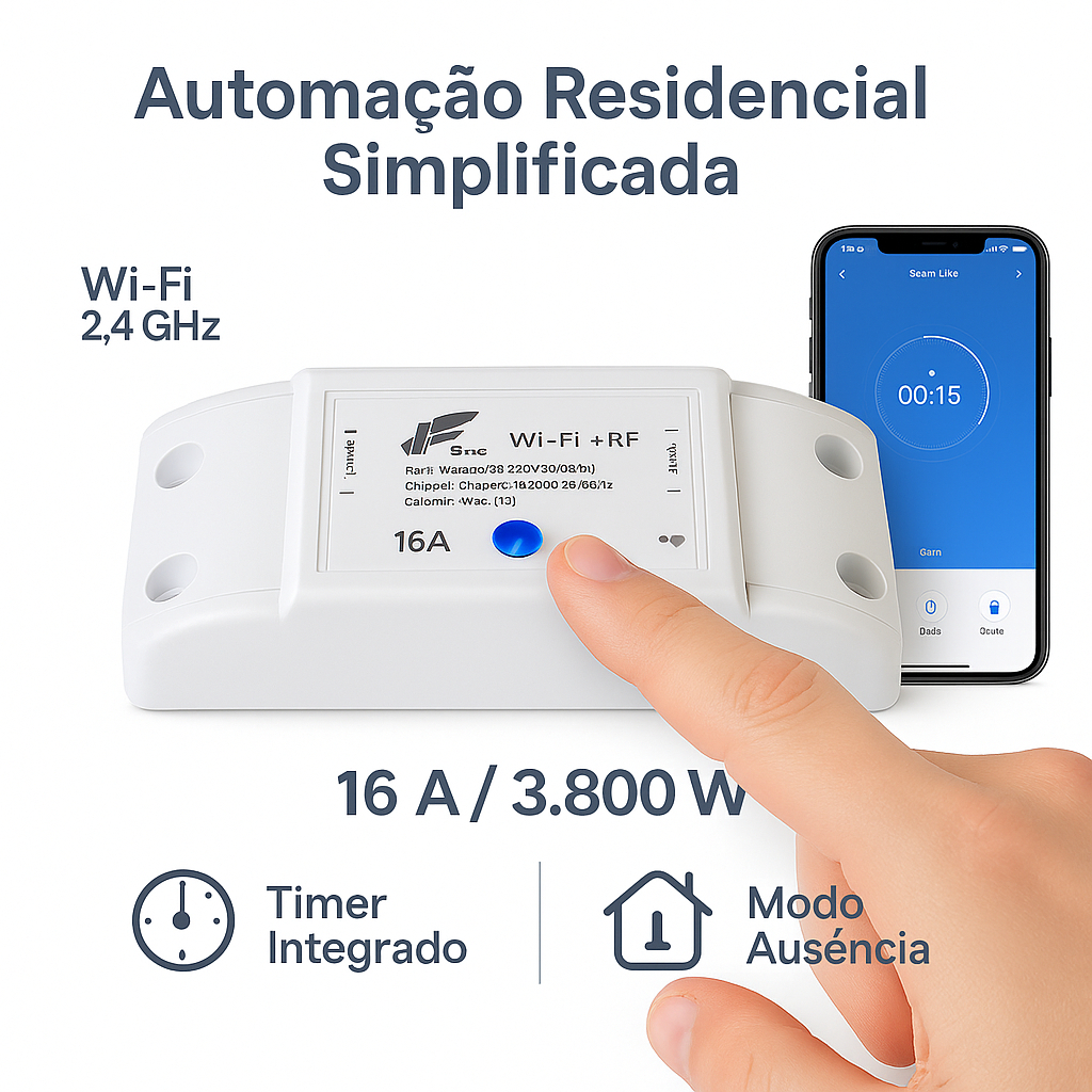 Interruptor Wi-fi Inteligente Alexa E Google Home Sonoff Wifi Jwcom rele inteligente 16A bivolt