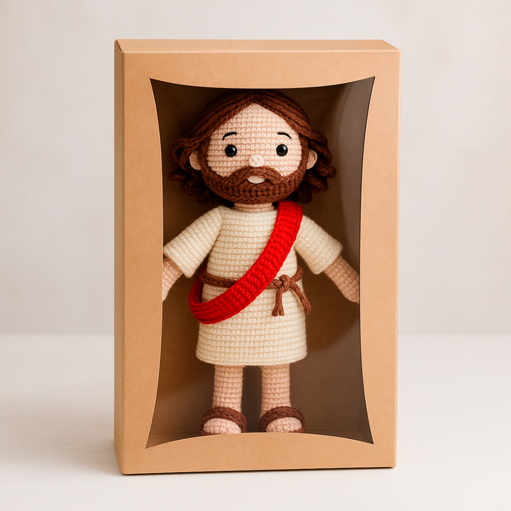 Caixa Para Amigurumi grande (27x15x10cm de altura) 🧸 com visor - embalagem Branco e Kraft 💝
